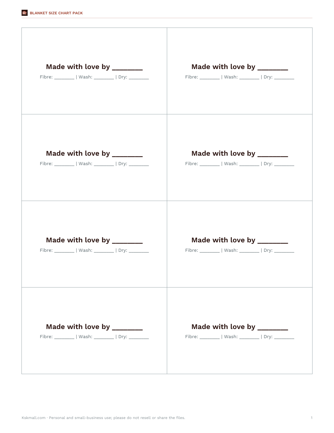 Preview of the first page of Gift and care tags (PDF)